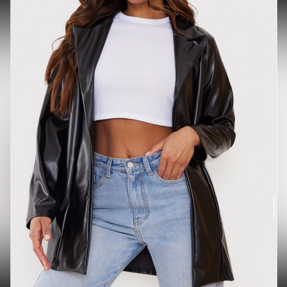 PLT faux leather blazer